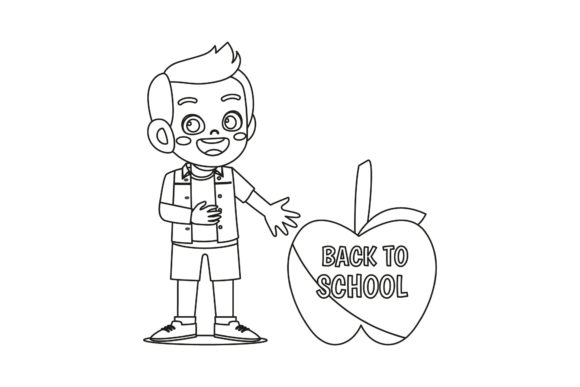 Back to School Boy Poster Outline Graphics