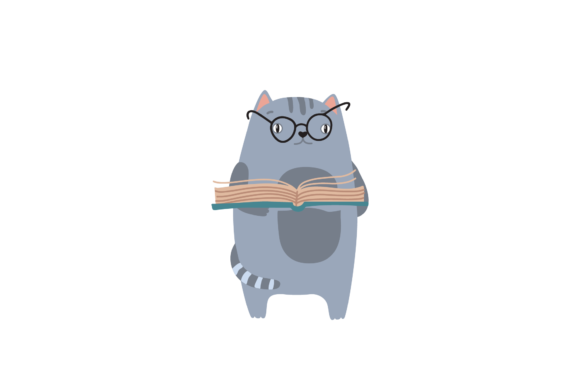 Back to School Cat and Book Svg: Graphics for Editorial Use