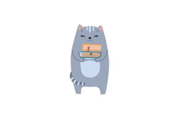 Back to School Cat and Library Book Svg