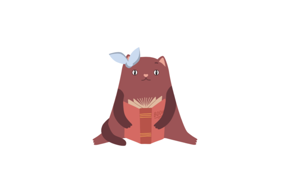 Back to School Cat Reading Book Svg Graphics