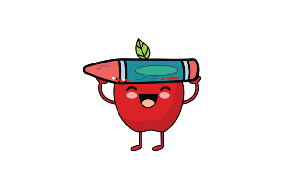 Back to School Kawaii Apple Pencil Svg Graphics