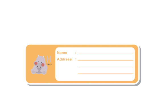Back to School Label Name Animal Hippo