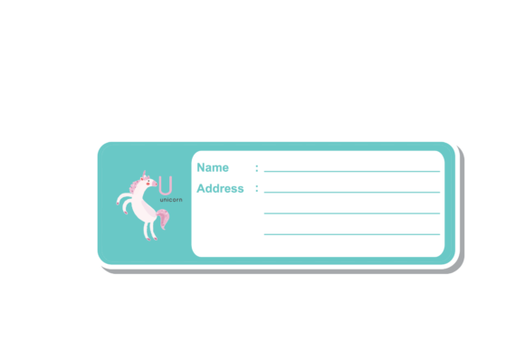 Back to School Label Name Animal Unicorn Graphics