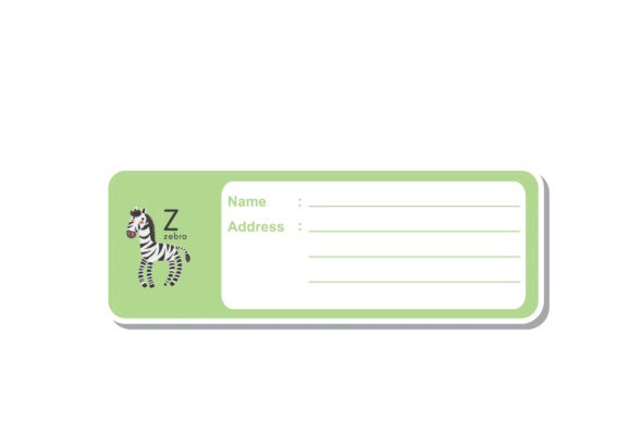 Back to School Label Name Animal Zebra