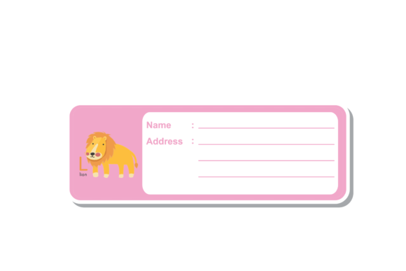 Back to School Label Name Animals Lion