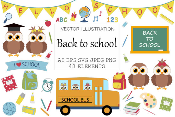 Back to School Owls. School Owls SVG Graphics