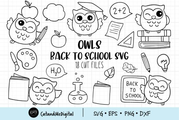 Back to School Owls Svg Graphics