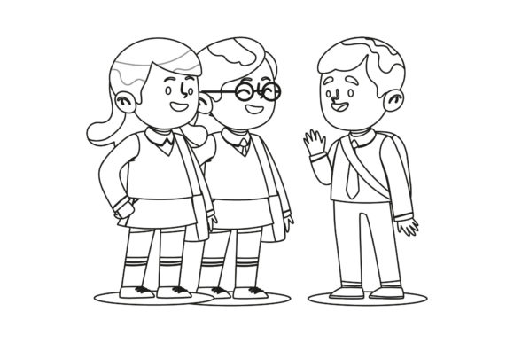 Back to School Set Character Student Art