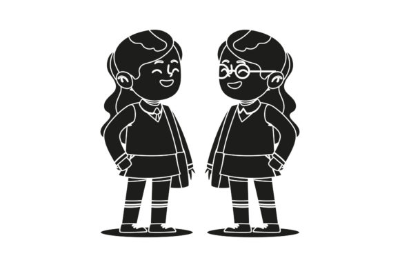 Back to School Two Woman Silhouette Graphics