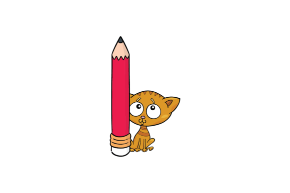 Cat Back to School - Big Pencil Svg