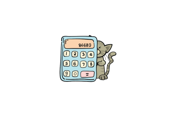 Cat Back to School Stationery Calculator Graphics