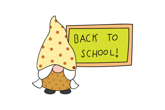 Gnomes Back to School Yellow Board Svg Graphics