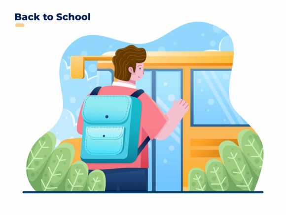 Kids Going Back to School with Bus Graphics